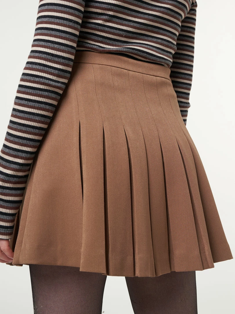 Minga London Mocha Pleated Tennis Skirt With Front Chain