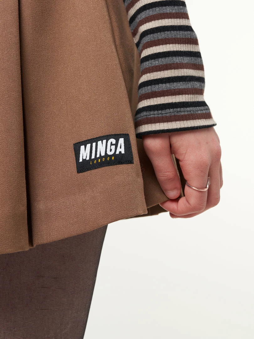 Minga London Mocha Pleated Tennis Skirt With Front Chain