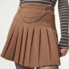 Minga London Mocha Pleated Tennis Skirt With Front Chain