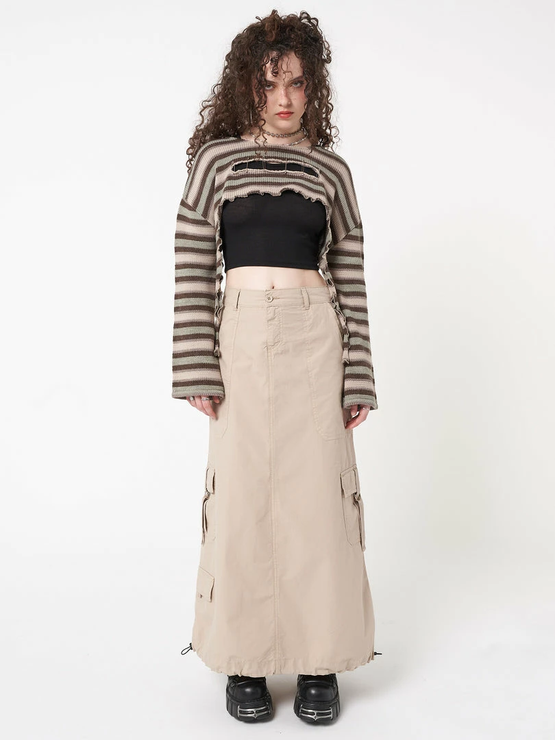 Minga London Molly Stripes Tie Knitted Shrug Clothing