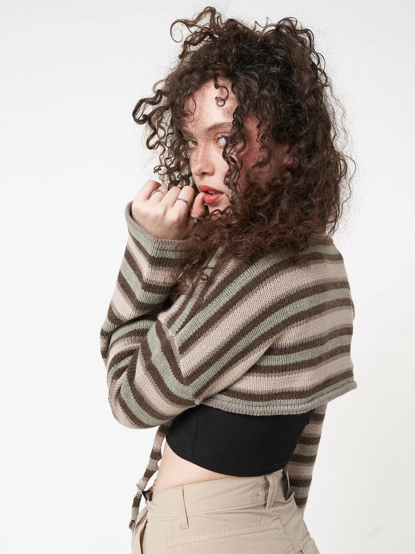 Minga London Molly Stripes Tie Knitted Shrug Clothing