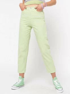 Minga London Pastel Green Denim Mom Jeans Clothing