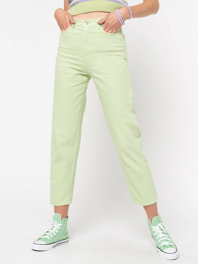 Minga London Pastel Green Denim Mom Jeans Clothing