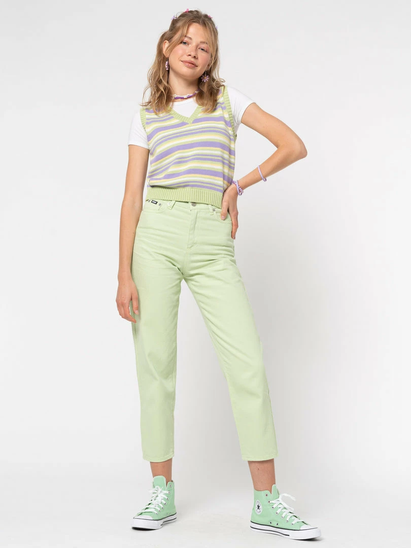 Minga London Pastel Green Denim Mom Jeans Clothing