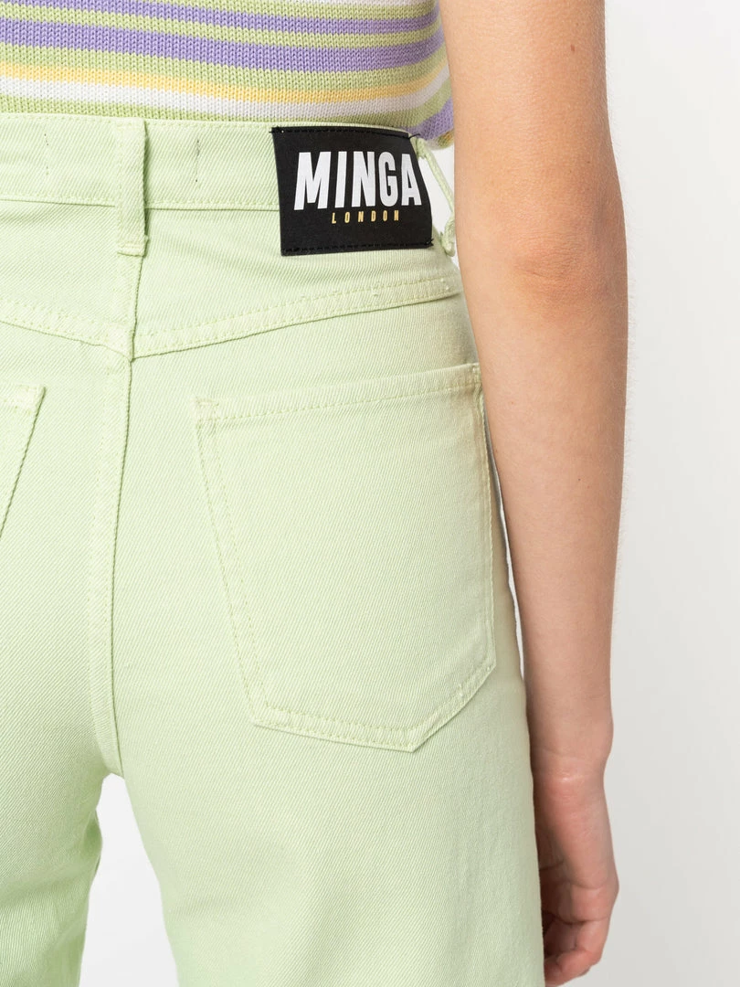 Minga London Pastel Green Denim Mom Jeans Clothing