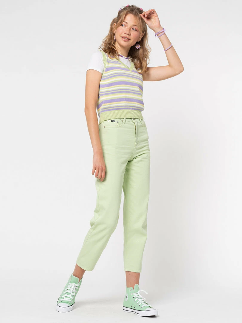 Minga London Pastel Green Denim Mom Jeans Clothing