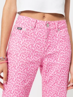 Minga London Clothing Pink Leopard Flare Jeans