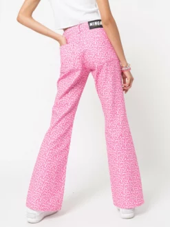 Minga London Clothing Pink Leopard Flare Jeans