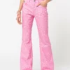 Minga London Clothing Pink Leopard Flare Jeans