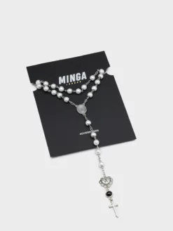 Minga London Pray 4 Me Rosary Pearl Beads Necklace