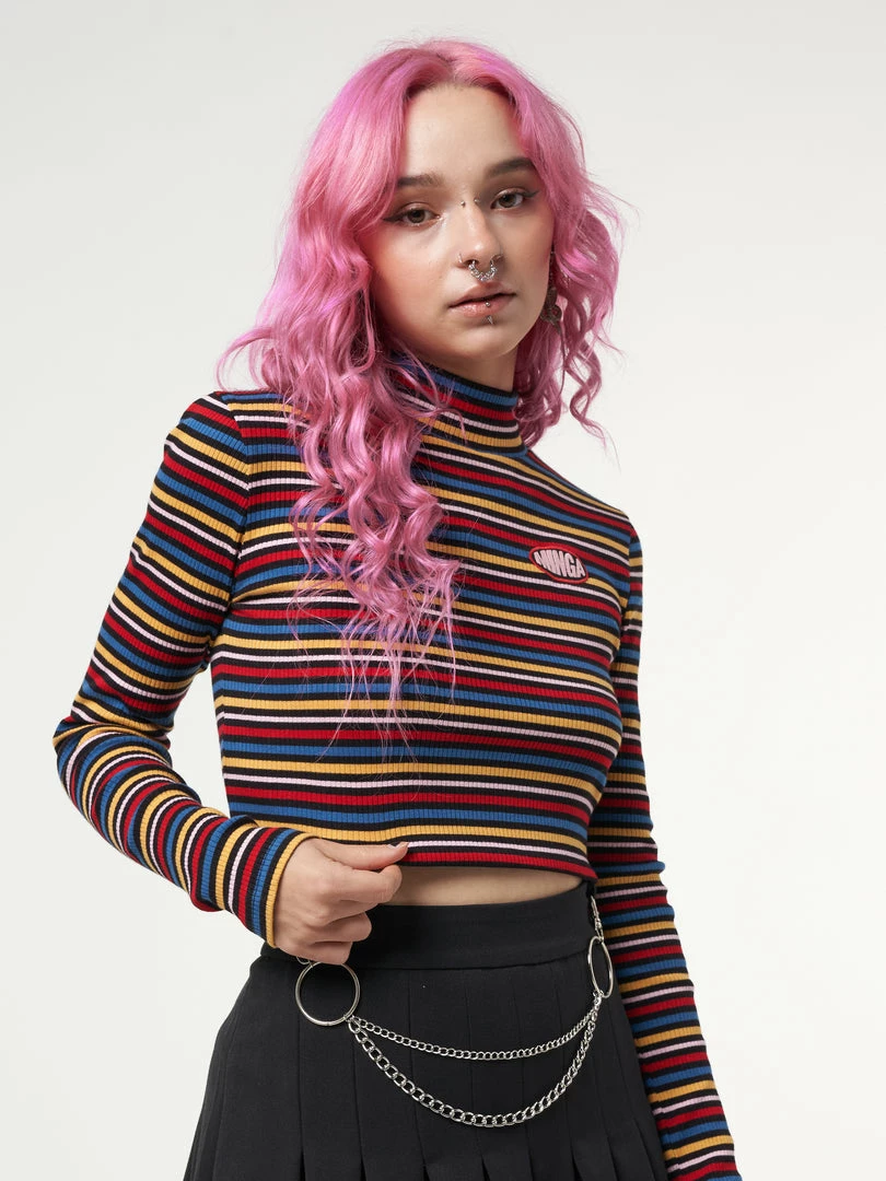 Minga London Rainbow Striped Ribbed Top