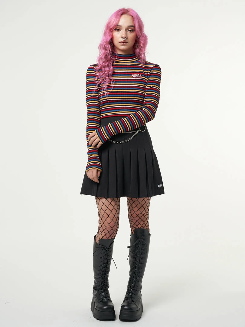 Minga London Rainbow Striped Ribbed Top