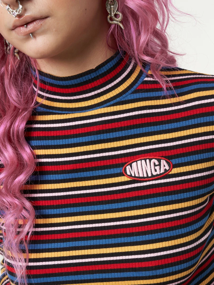Minga London Rainbow Striped Ribbed Top