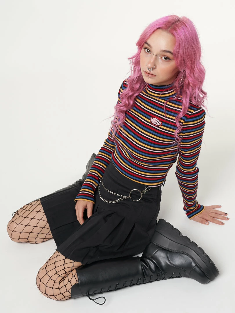 Minga London Rainbow Striped Ribbed Top