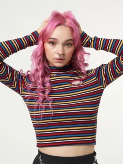 Minga London Rainbow Striped Ribbed Top