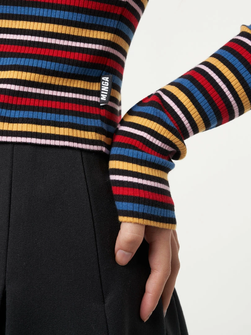 Minga London Rainbow Striped Ribbed Top