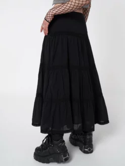 Minga London Most Wanted Raven Ruffle Lace Maxi Skirt
