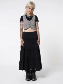 Minga London Most Wanted Raven Ruffle Lace Maxi Skirt