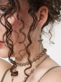 Minga London Clothing Silver Dagger Necklace & Earrings Set