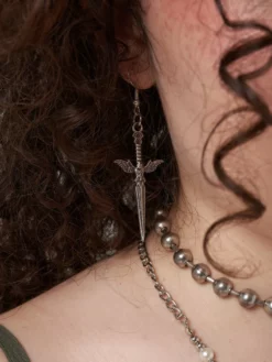 Minga London Clothing Silver Dagger Necklace & Earrings Set