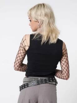 Minga London Most Wanted Skull Crossbones Black Vest Top