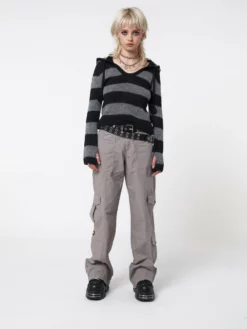 Minga London Smoke Stripes Hooded Knit Jumper