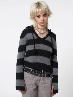 Minga London Smoke Stripes Hooded Knit Jumper