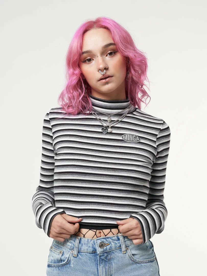 Minga London Smoky Striped Ribbed Top Clothing