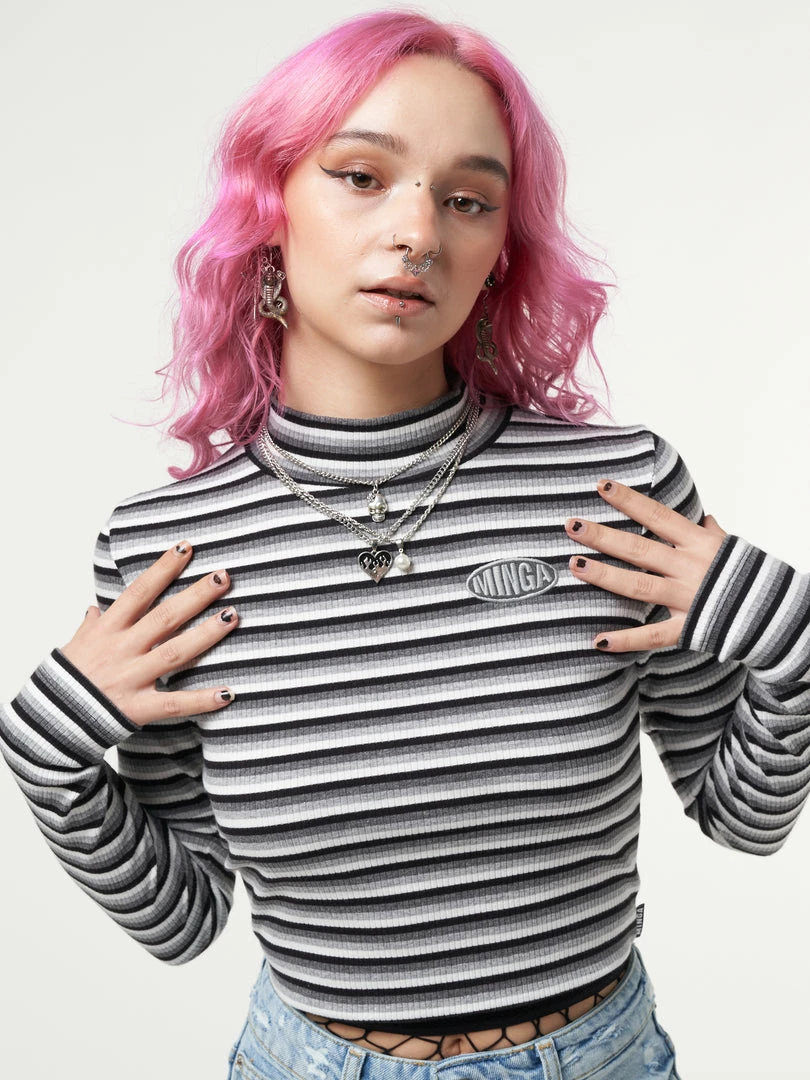 Minga London Smoky Striped Ribbed Top Clothing