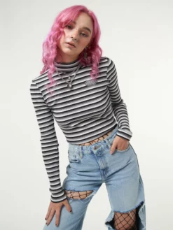 Minga London Smoky Striped Ribbed Top Clothing