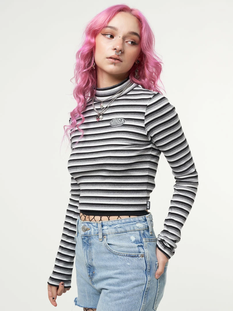 Minga London Smoky Striped Ribbed Top Clothing
