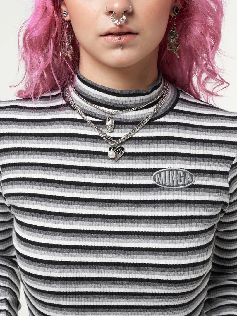 Minga London Smoky Striped Ribbed Top Clothing