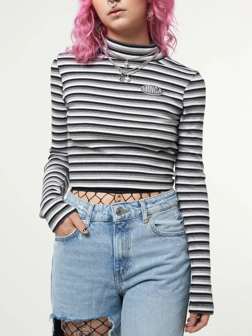 Minga London Smoky Striped Ribbed Top Clothing