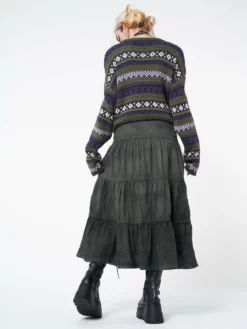 Minga London Stained Green Ruffle Lace Maxi Skirt