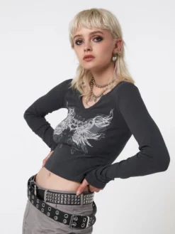 Minga London Most Wanted Strass Heart Wings Crop Top