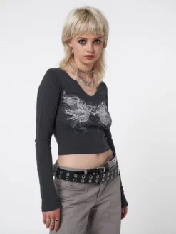 Minga London Most Wanted Strass Heart Wings Crop Top