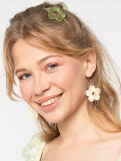 Minga London Clothing Flower Power Translucent Green Hair Clip