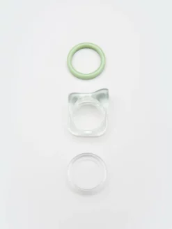 Minga London Clothing Translucent Green Plastic Rings Set