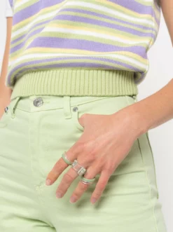 Minga London Clothing Translucent Green Plastic Rings Set