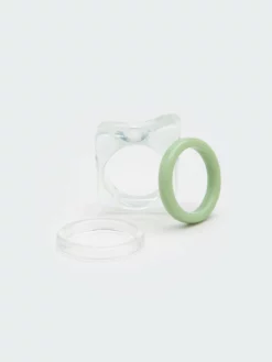 Minga London Clothing Translucent Green Plastic Rings Set