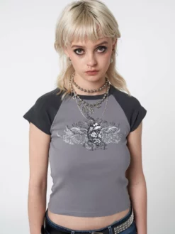 Minga London Most Wanted Winged Heart Raglan Baby Tee